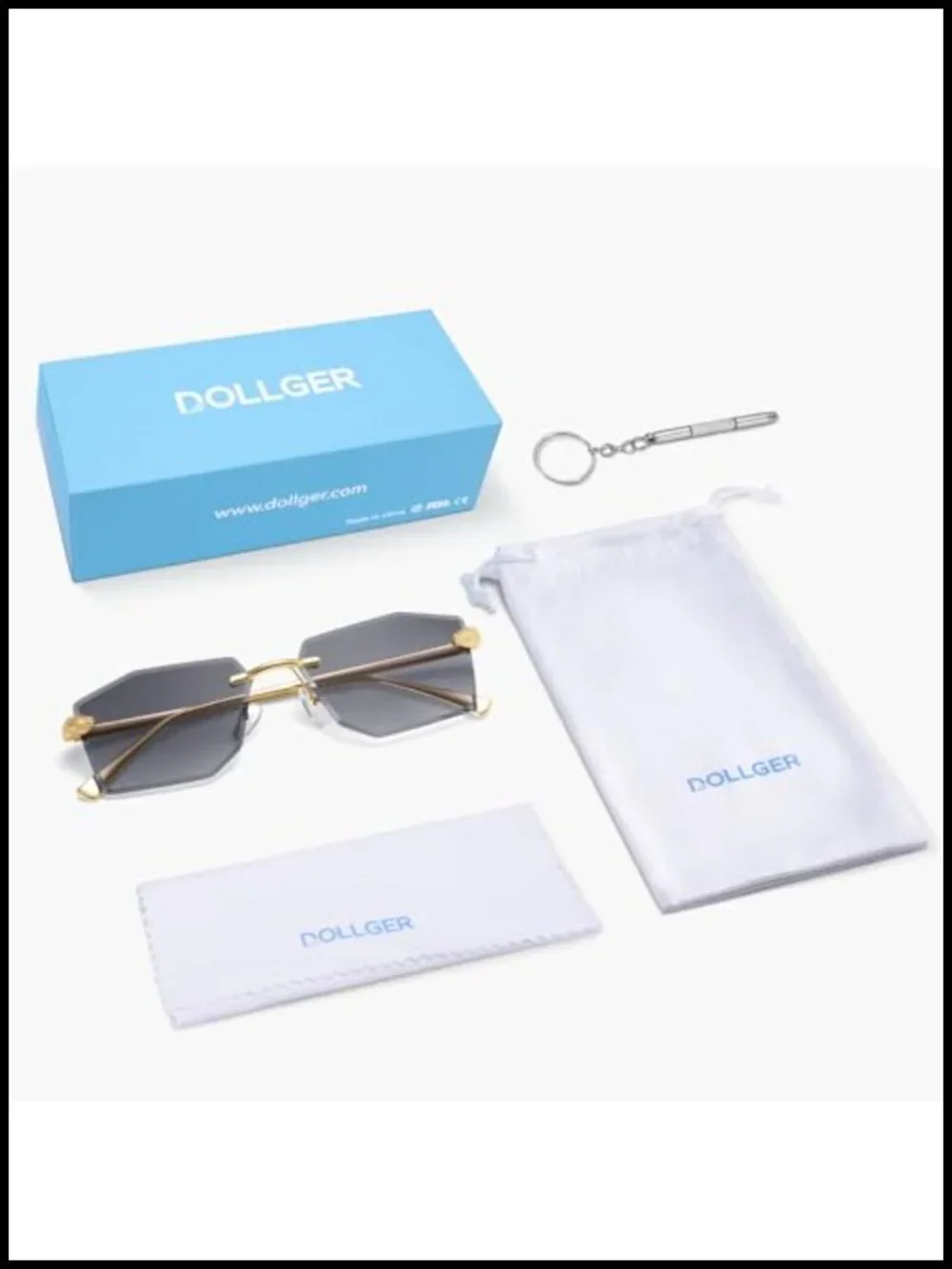 Rimless Rectangle Sunglasses Women Men Fashion Trendy Metal Tinted Shades Clear